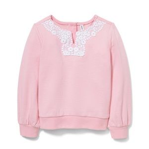 Janie and Jack Pink Crochet Sweatshirt, 6 - NWT